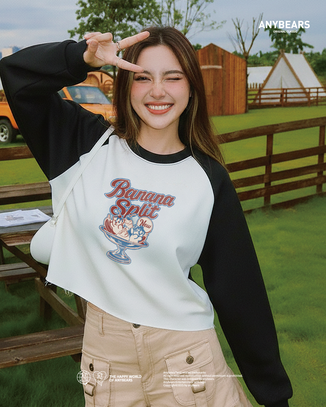 AB-CLS®香蕉聖代熊短版長T-S01 Banana Split BEAR Long-sleeved Shirt