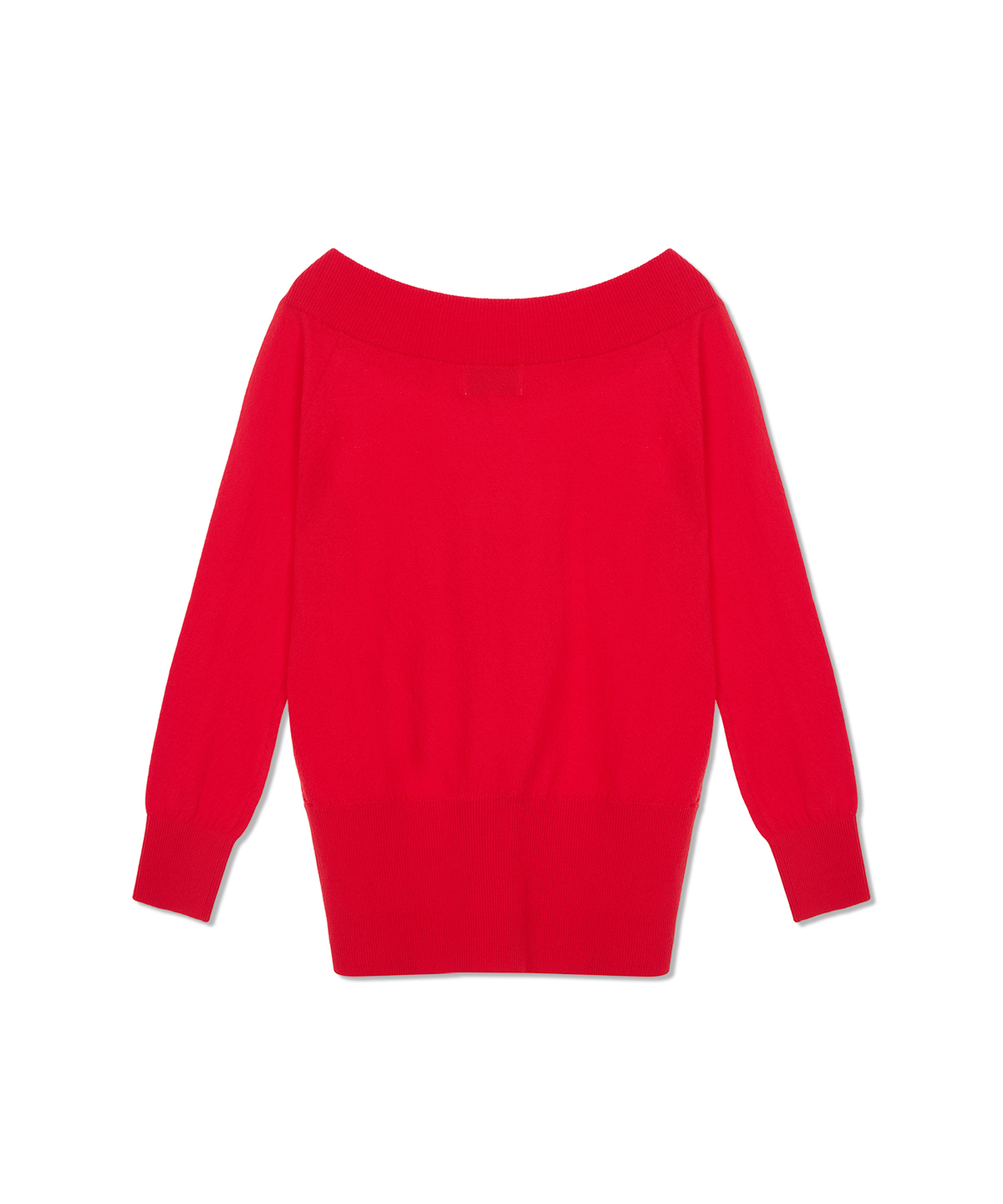 雙穿式露肩針織上衣 紅色