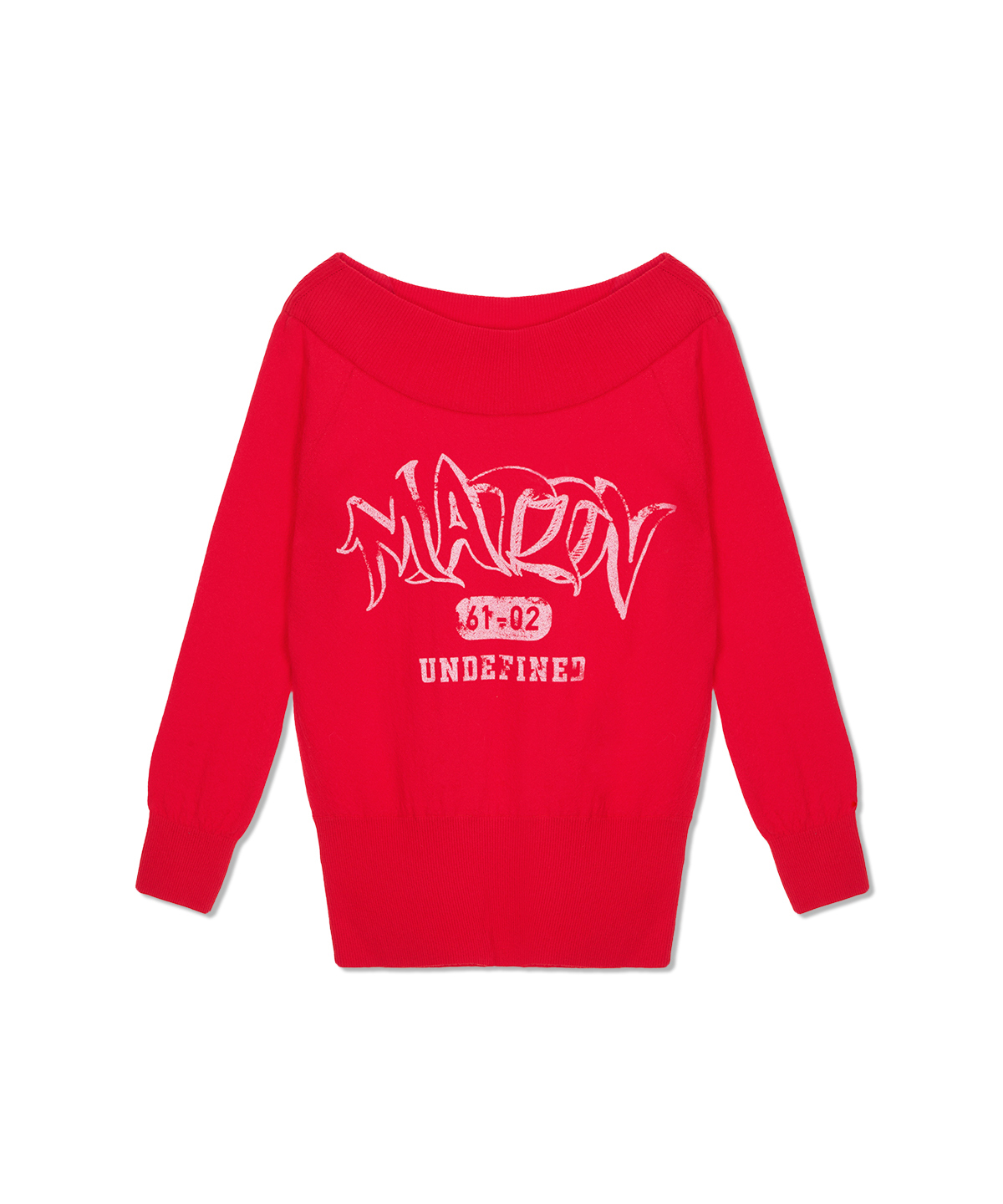 雙穿式露肩針織上衣 紅色