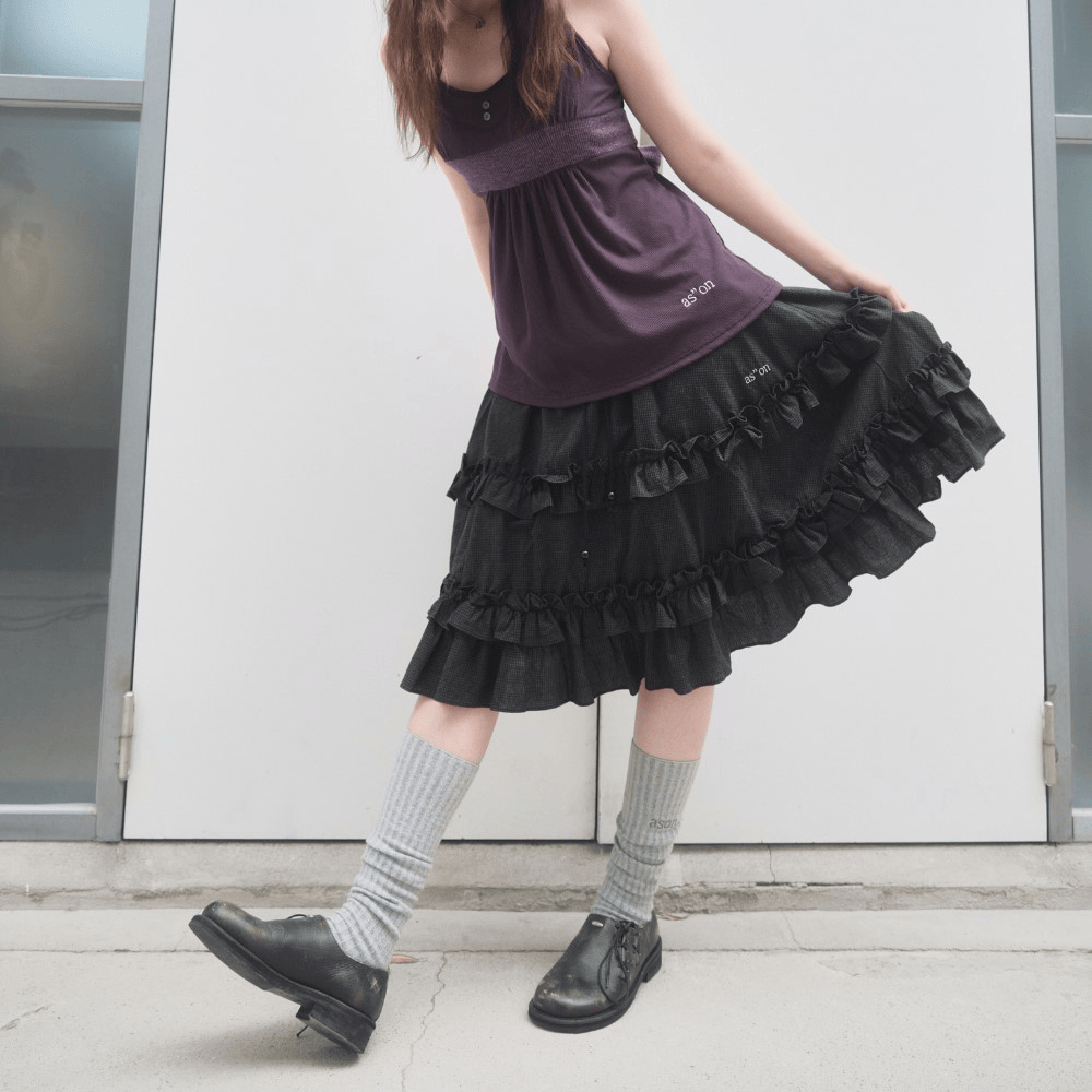 ASON｜CHECK KANGKANG MIDI SKIRT [2 colors]