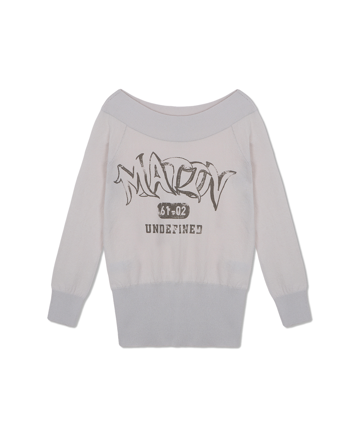 雙穿式露肩針織上衣 淺灰