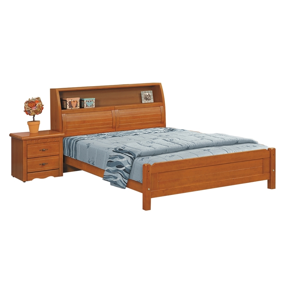 柏蒂家居-艾莉雅5尺實木雙人房間組-三件組(床頭箱+床底+床頭櫃)