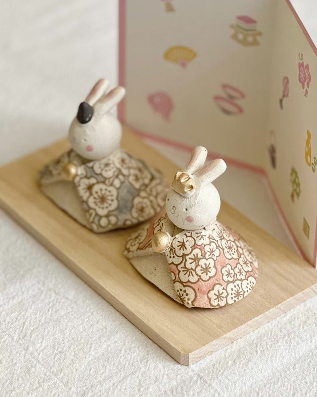 手工製作 櫻花兔兒陶偶｜瀨戶燒