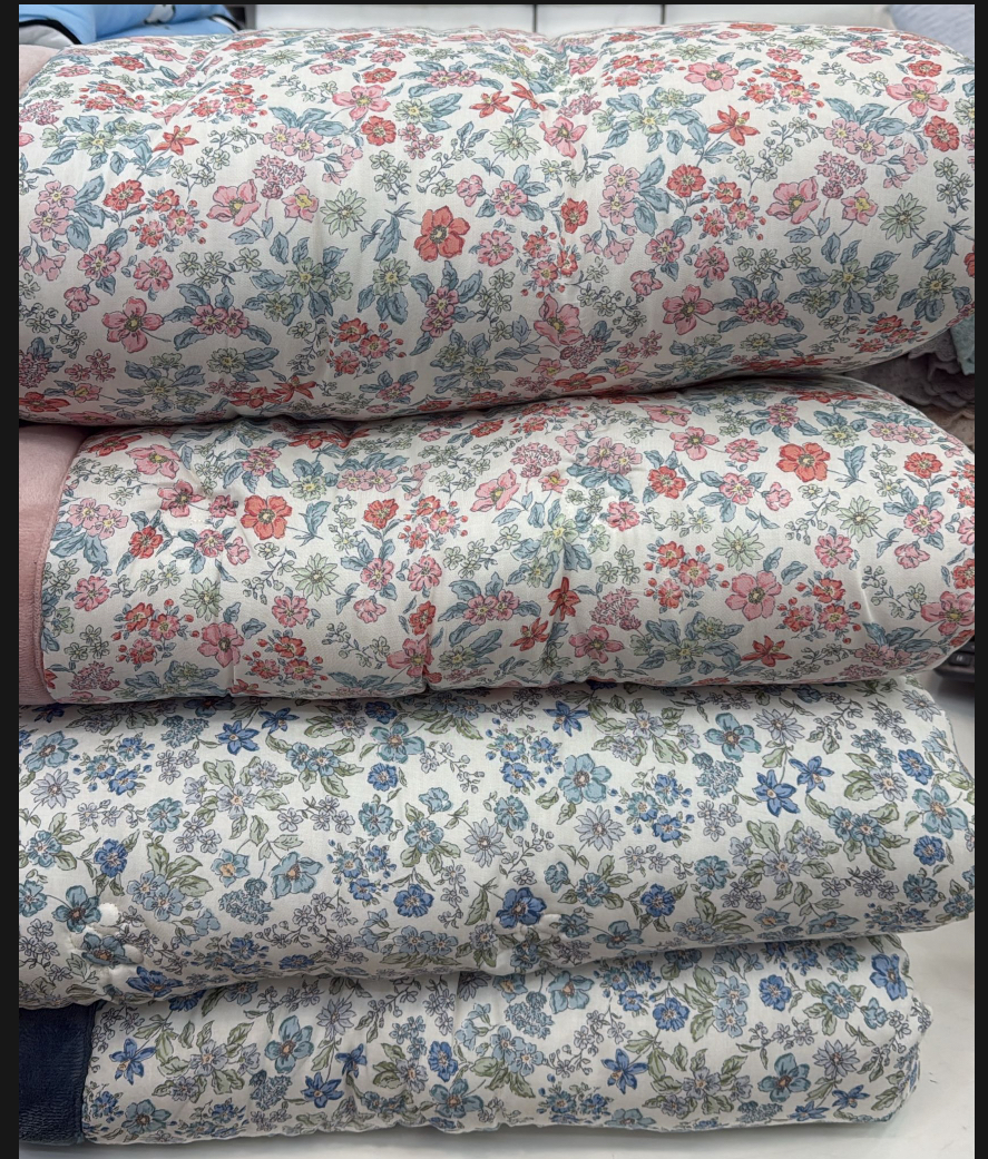 KE2000  花花內里絨料   粉紅色 粉藍色    單人160/210cm  雙人200/230cm