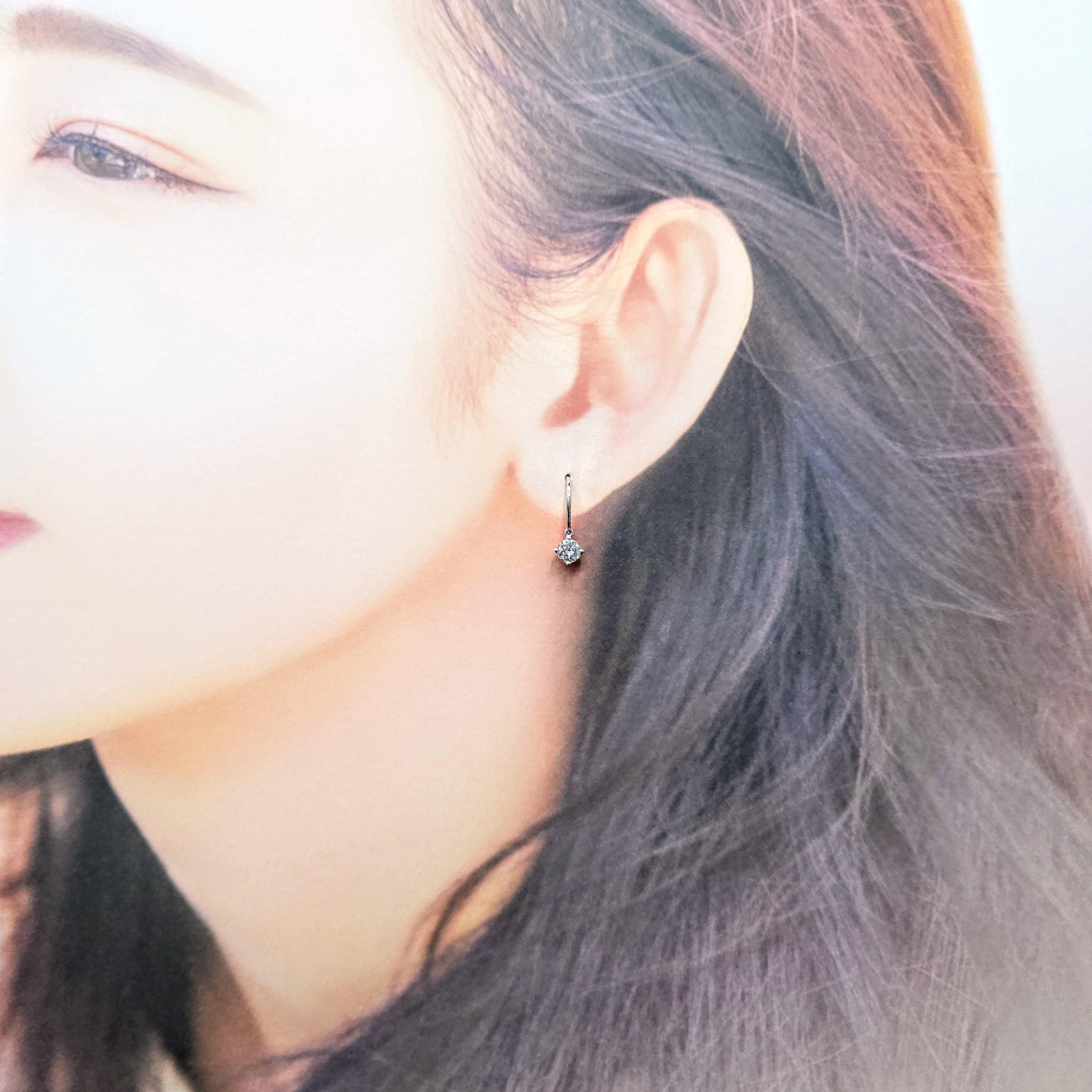 全新18K白金【主石56份鑽石】吊耳環