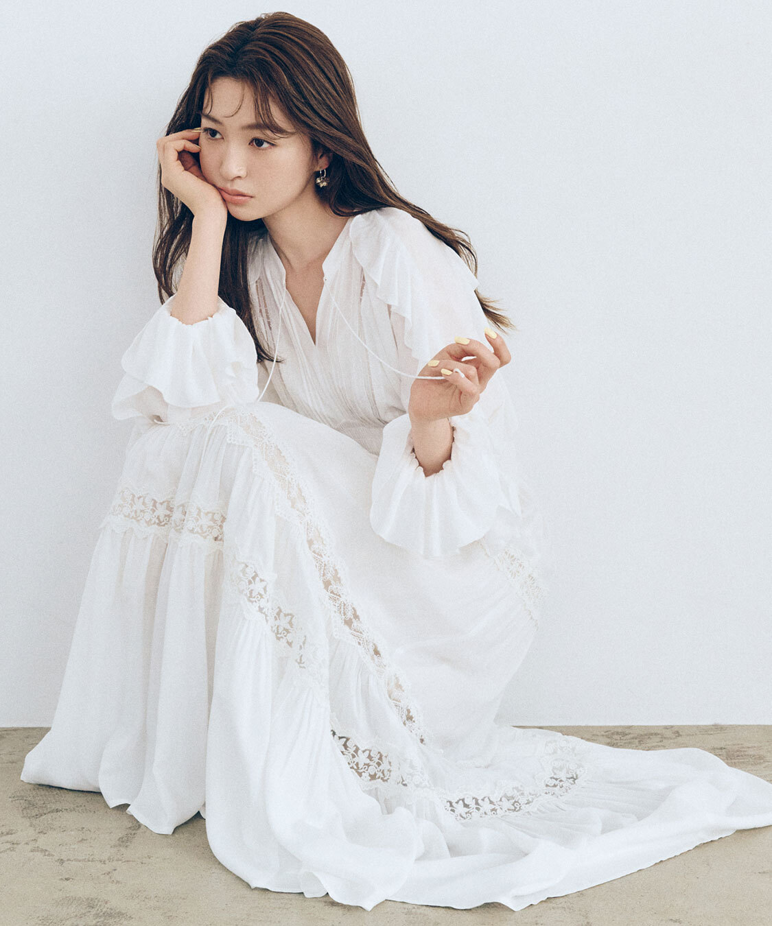 [預購] COCO DEAL 荷葉蕾絲裝飾長洋裝