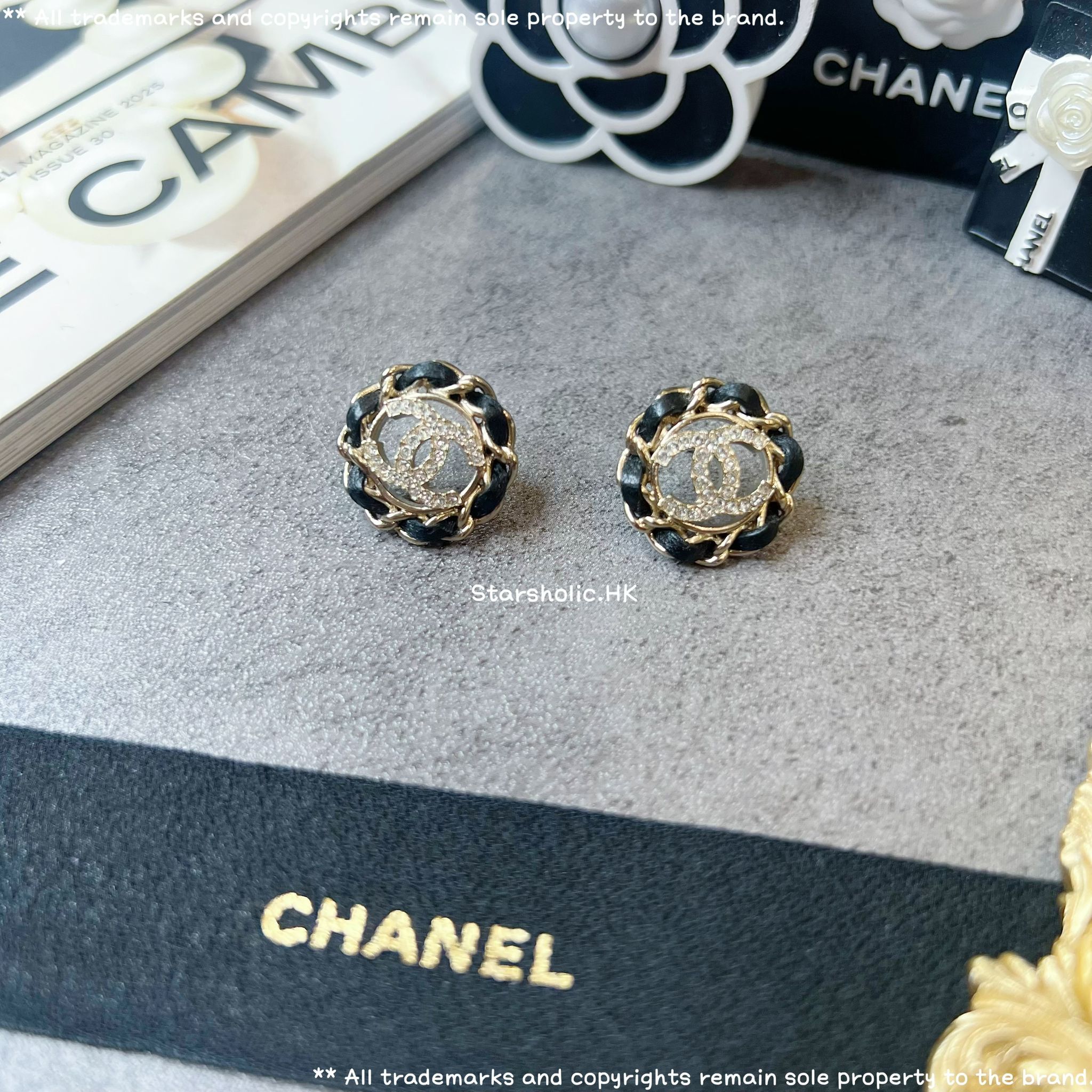 CHANEL 皮穿鏈山茶花  Earrings