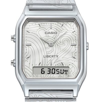 CASIO x Liberty AQ-230ELT-7A 銀色 雙顯 方形 復古錶