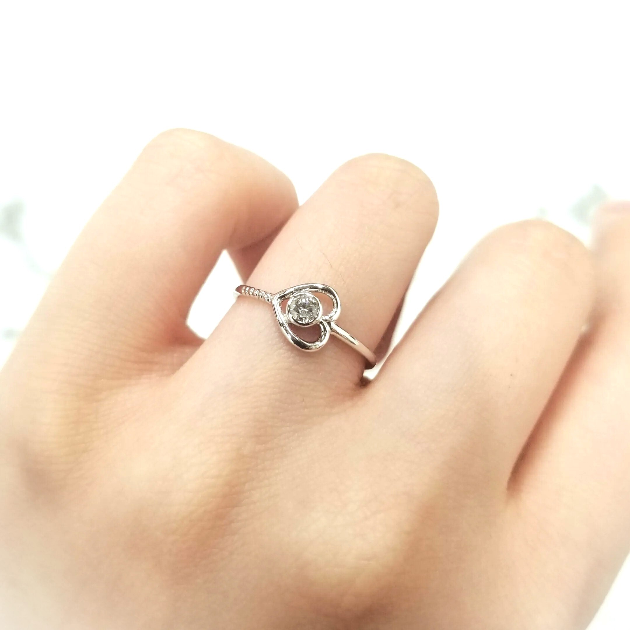 全新14K白金【單粒10份鑽石】戒指