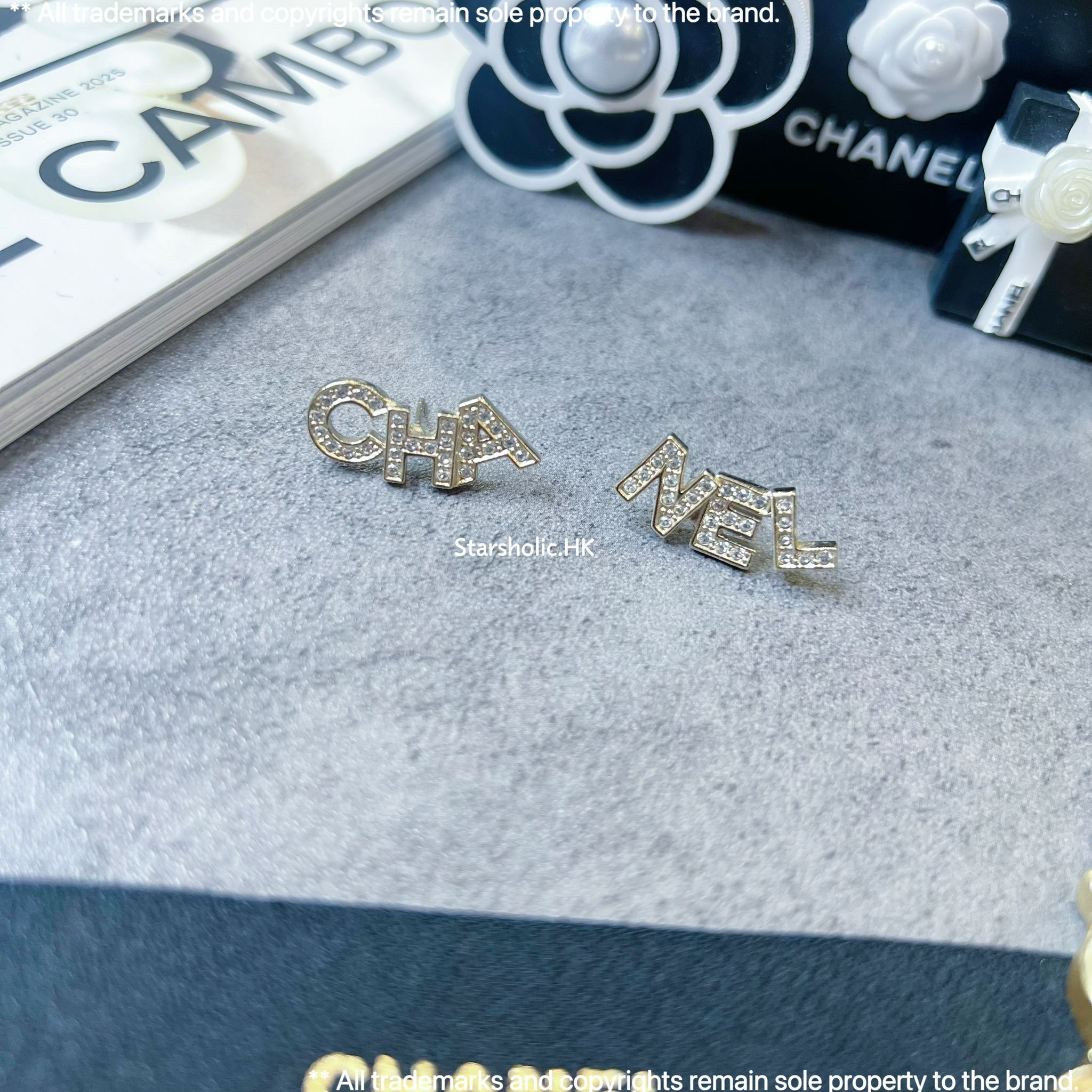 CHANEL 文字閃石 Earrings