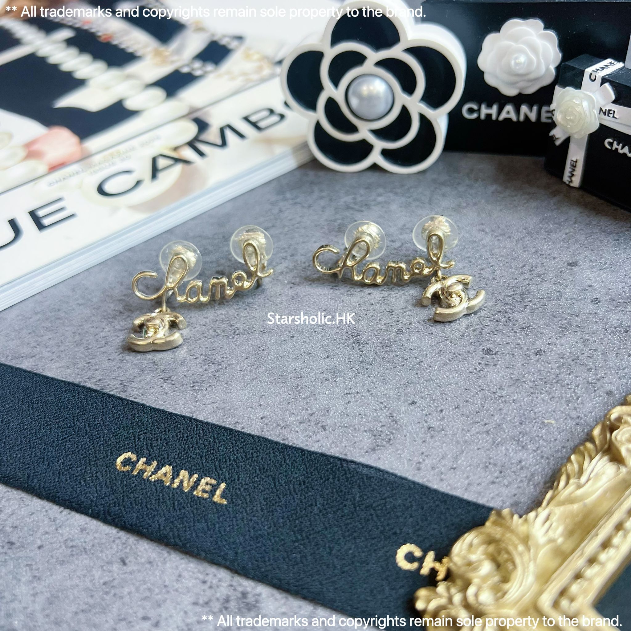 CHANEL 文字 CC Logo Earrings  *夾款*