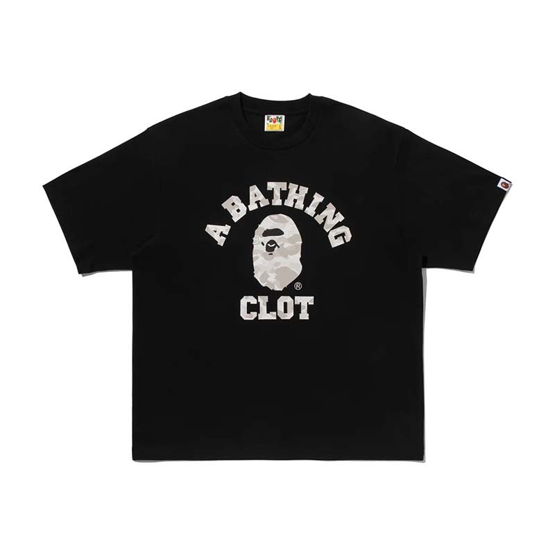 BAPE x CLOT 聯名迷彩 大學字體 短袖 黑色 BAPE-528 [台灣現貨]