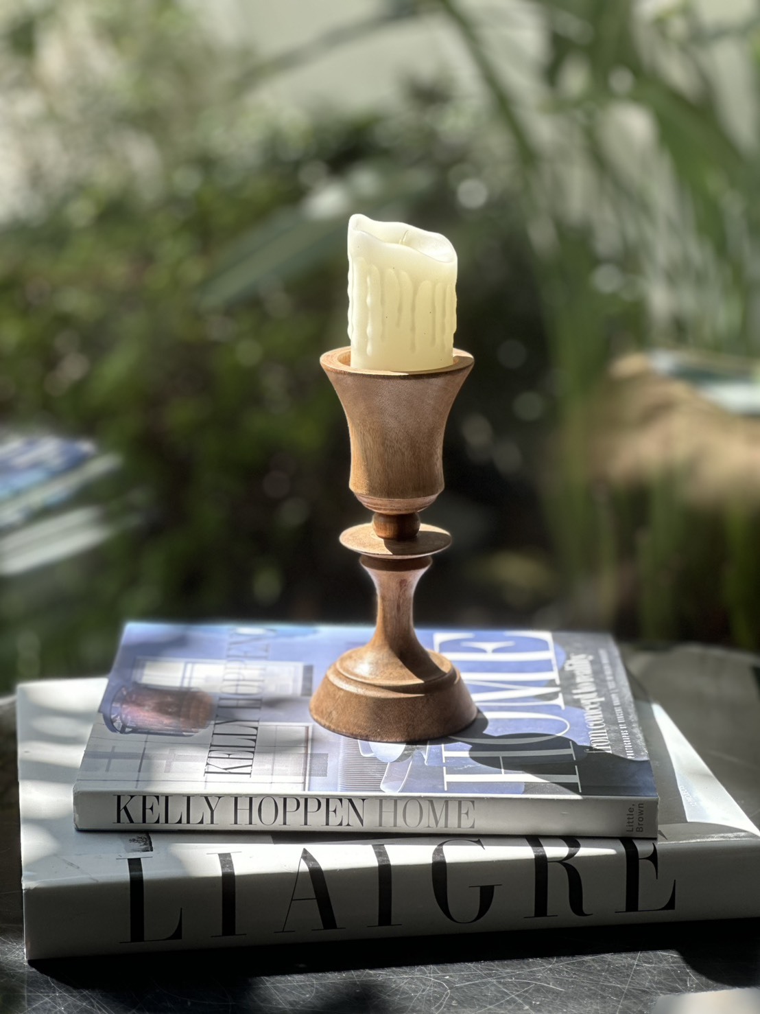 原木煙燻燭台擺飾