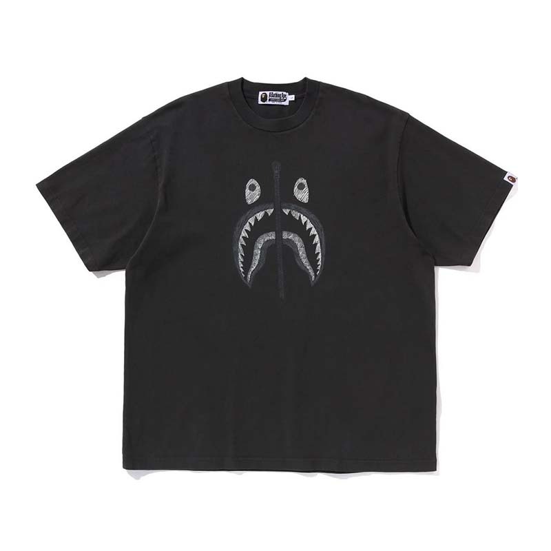 BAPE 手繪拉鍊鯊魚嘴 短袖 黑色 BAPE-534CM [台灣現貨]