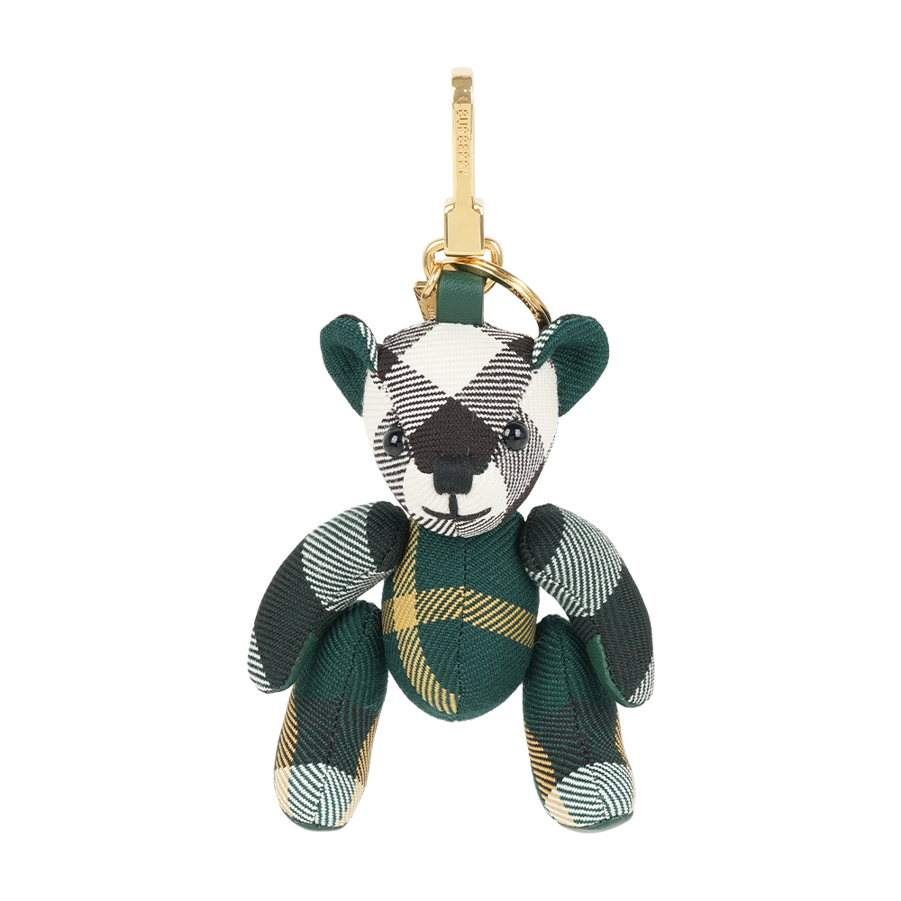 【Burberry】Thomas 經典格紋泰迪熊吊飾/Key圈(長春藤綠)
