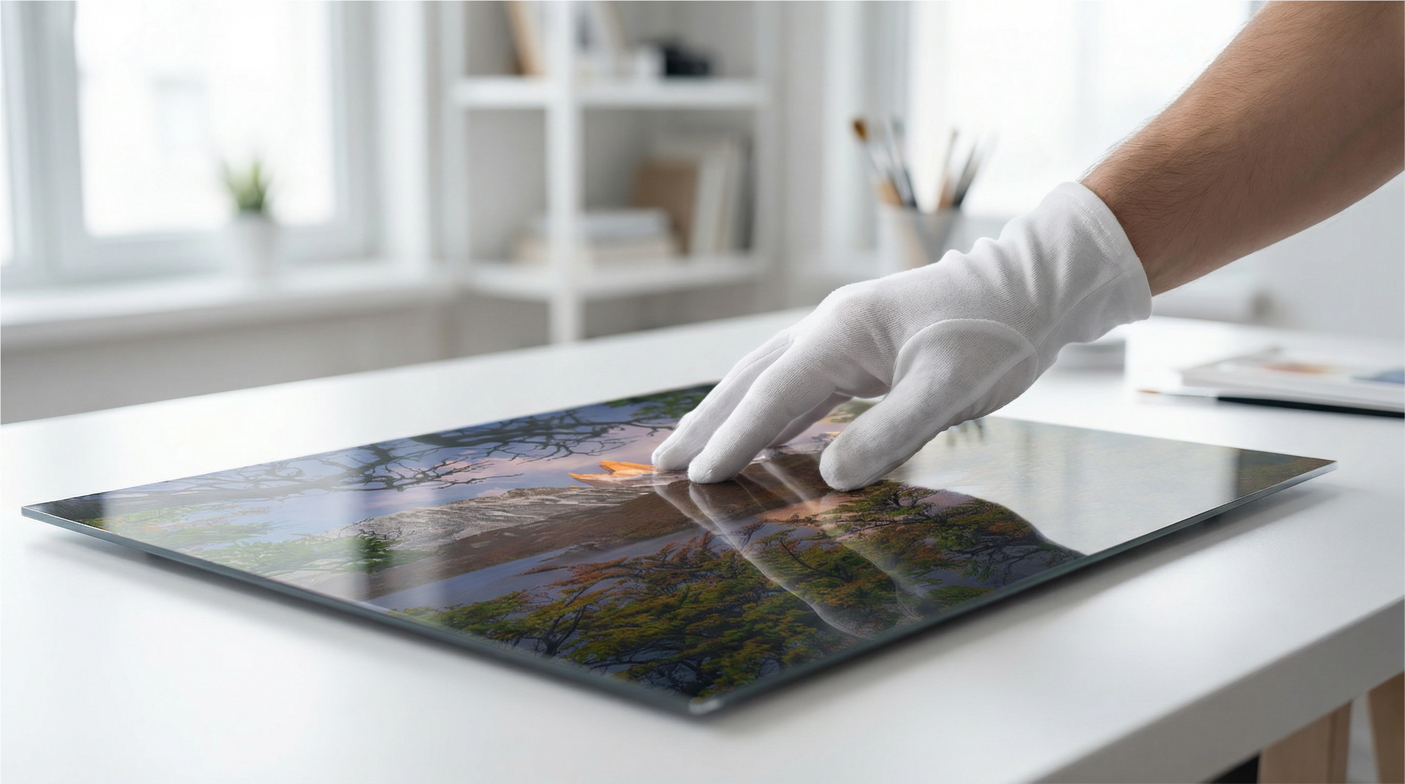 Krystalo 晶彩畫的工匠正在進行最後的手工品質檢驗