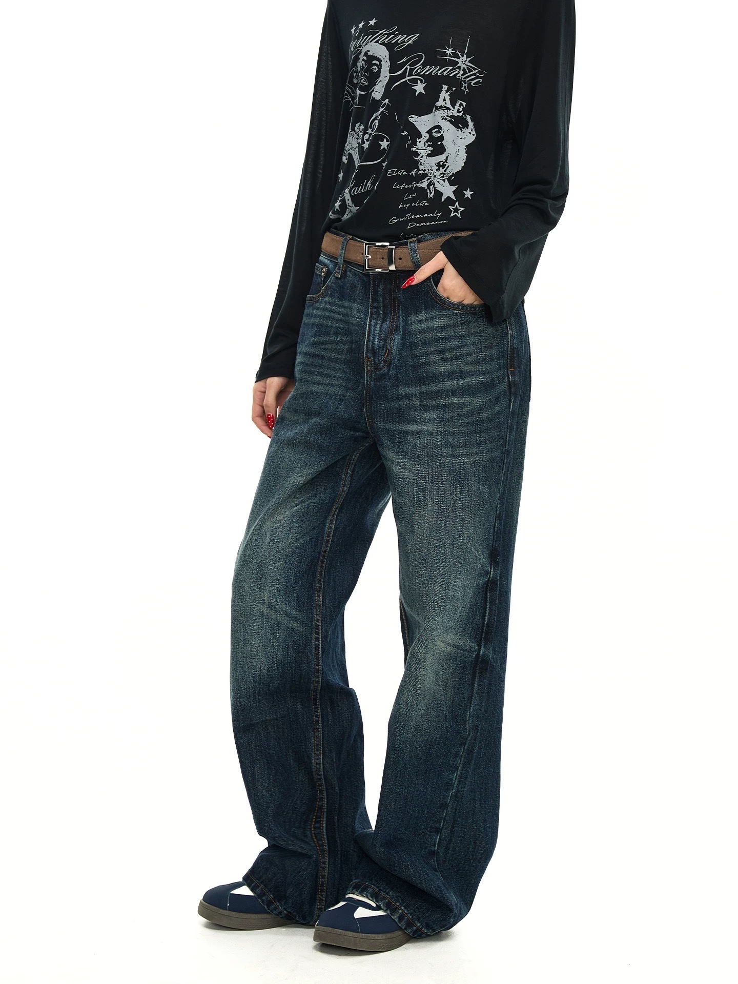 - SIMPLEACTION - 美式復古設計感直筒牛仔褲