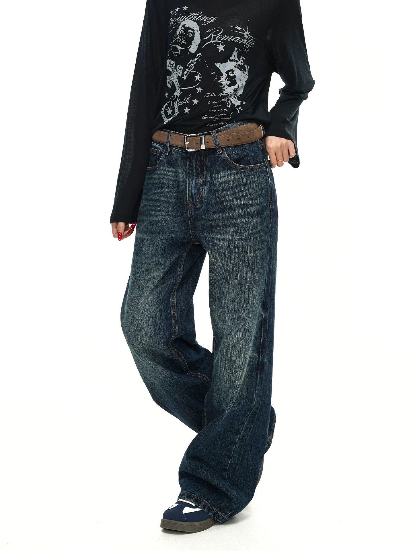 - SIMPLEACTION - 美式復古設計感直筒牛仔褲