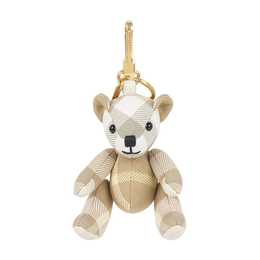 【Burberry】Thomas 經典格紋泰迪熊吊飾/Key圈(亞麻棕)