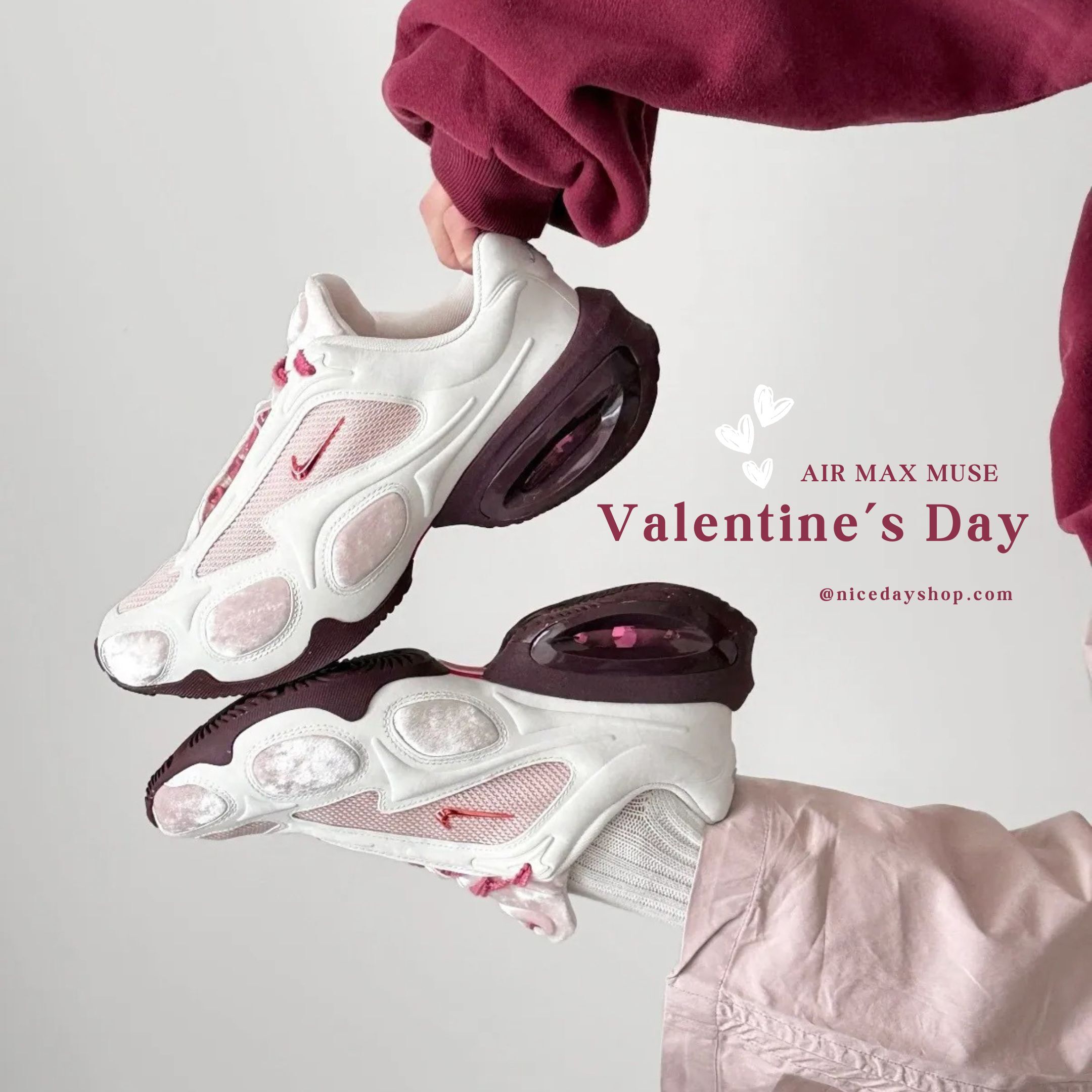 NICEDAY 代購 Nike Air Max Muse 情人節 粉色 愛心 粉色 奶油 白 IQ1152-666