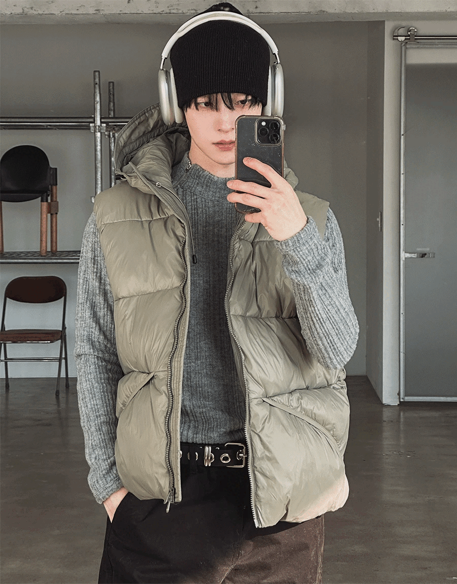 連帽羽絨背心外套