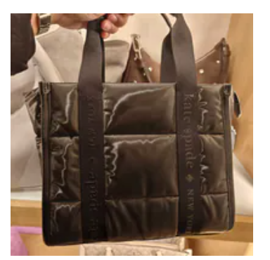 [S] KATE SPADE BLACK KM669 KIP PUFFY FABRIC SMALL TOTE, 196021679902 (SKS1706)