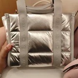 [S] KATE SPADE SILVER KO056 KIP PUFFY FABRIC SMALL TOTE, 196021702495 (SKS1705)