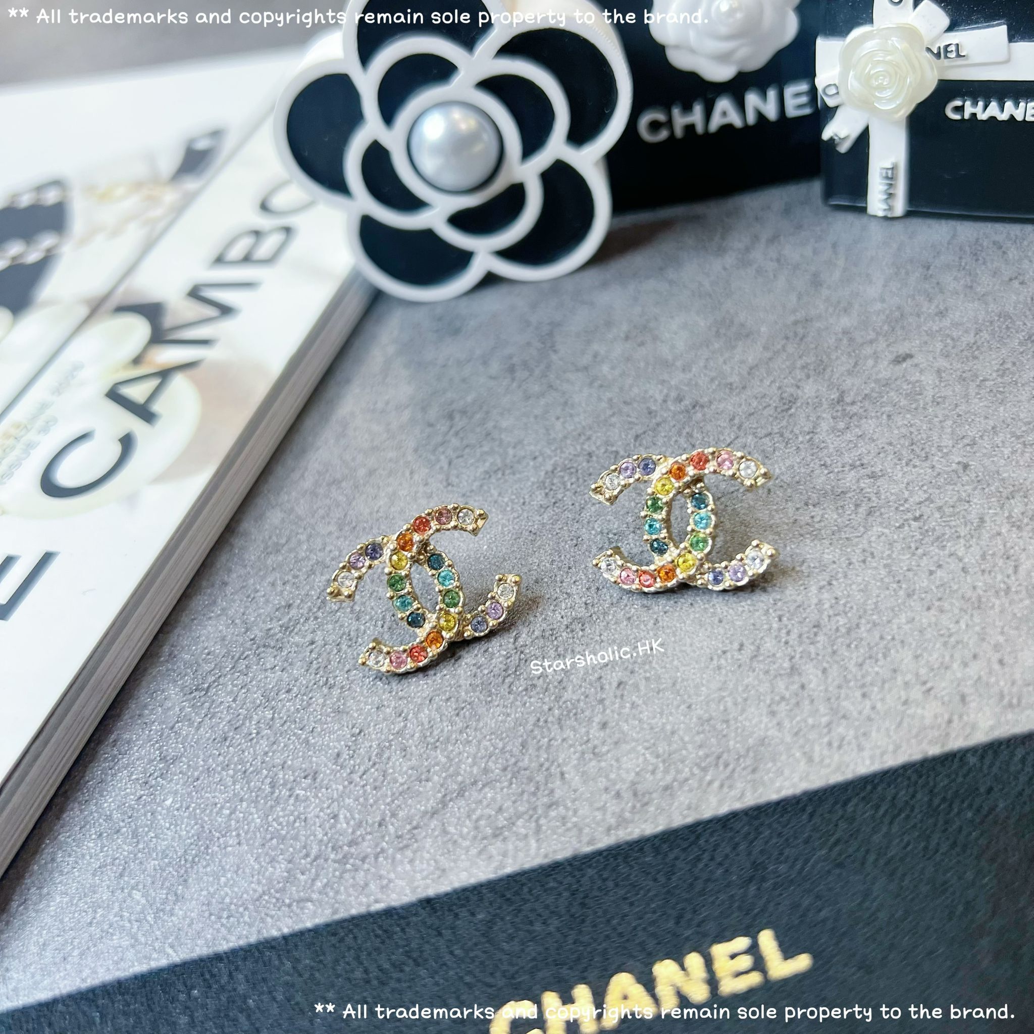 CHANEL 彩虹 CC Logo Earrings