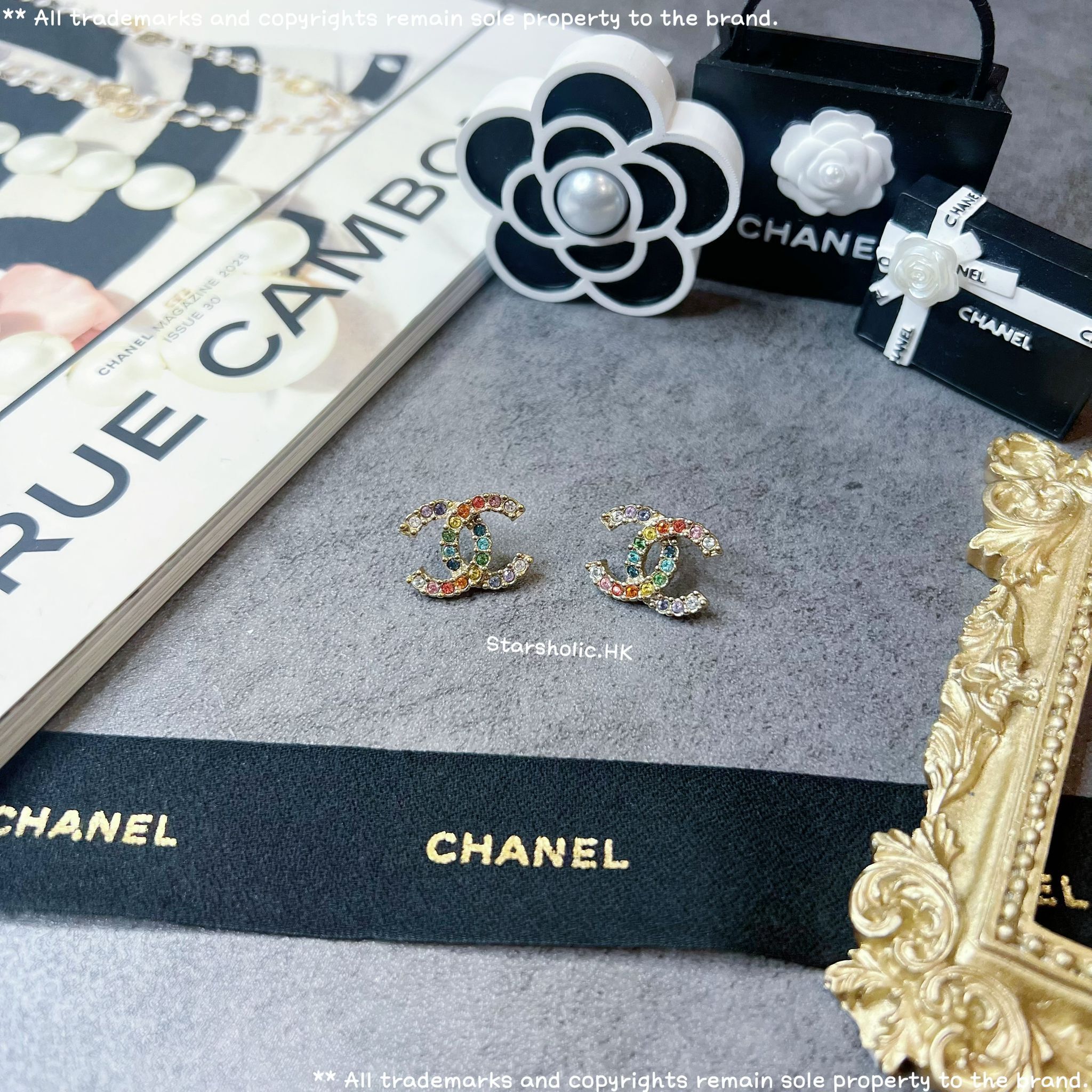 CHANEL 彩虹 CC Logo Earrings