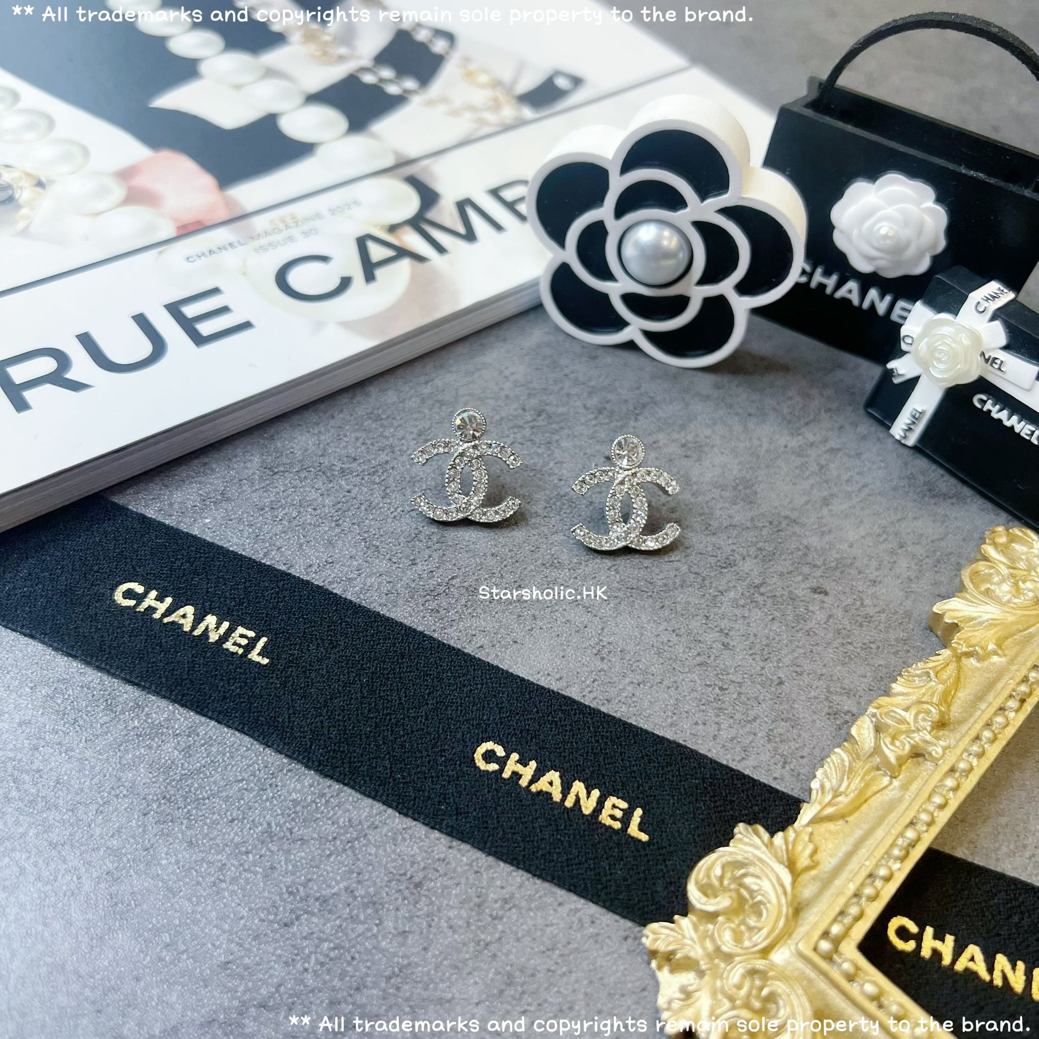 「SOLD」 CHANEL 閃石  CC Logo Earrings
