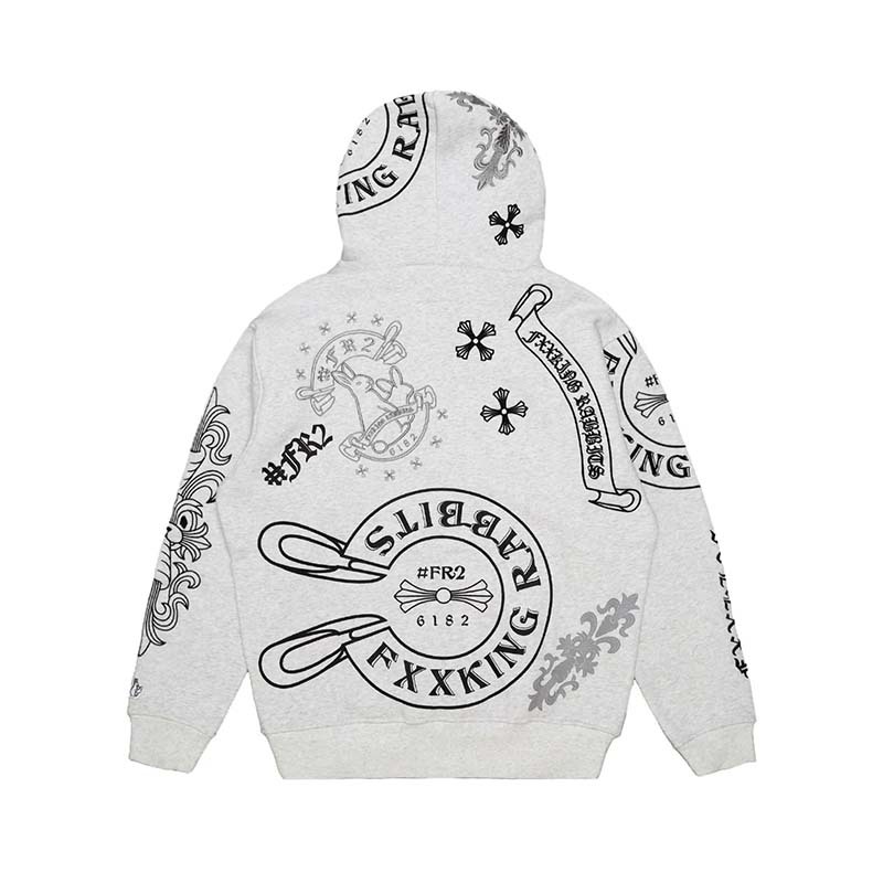 #FR2 Cross Rabbits Multi Logo Zip-up Hoodie 十字 花臂 連帽外套 灰色 FRC4286-AH [台灣現貨]