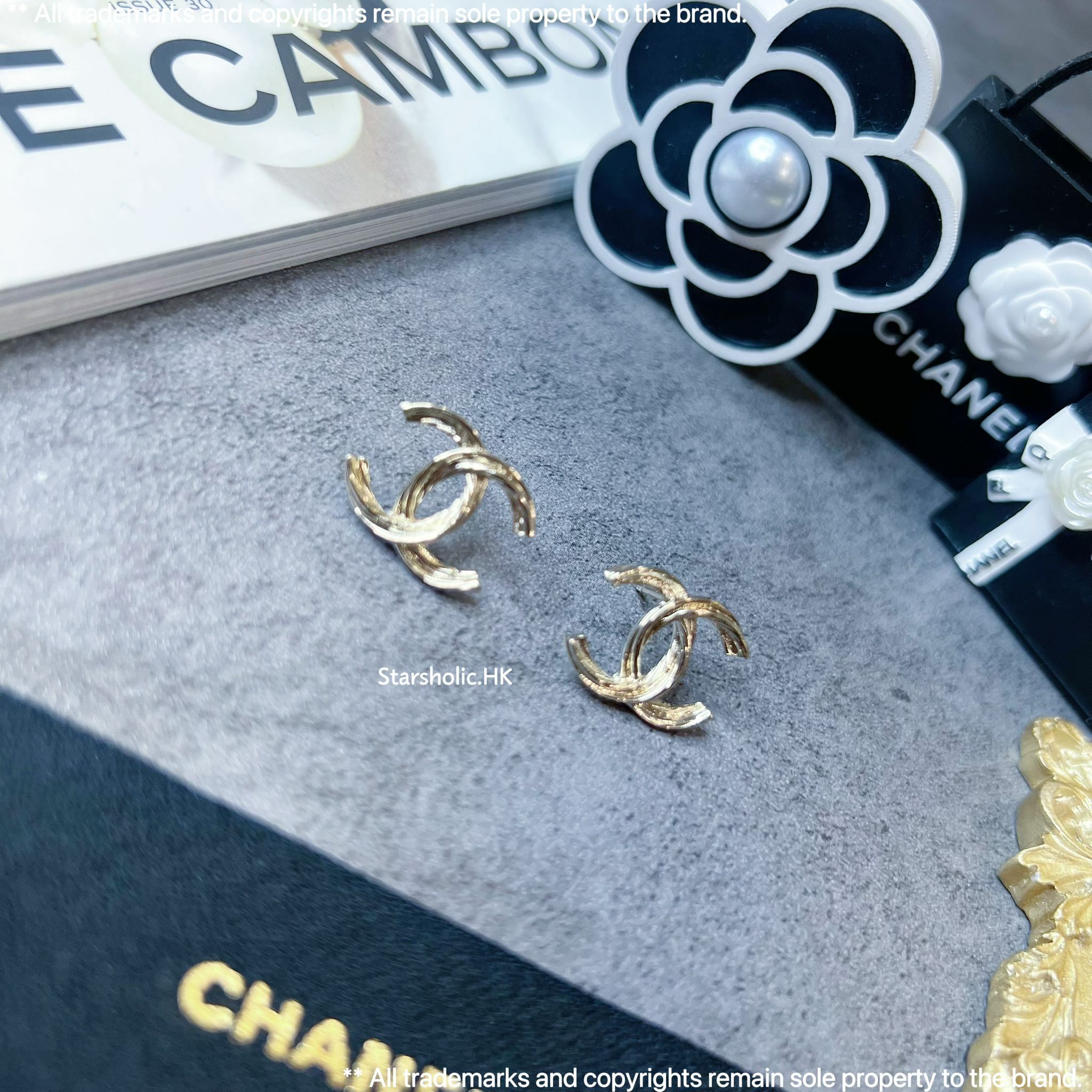 CHANEL 暗紋 CC Logo Earrings