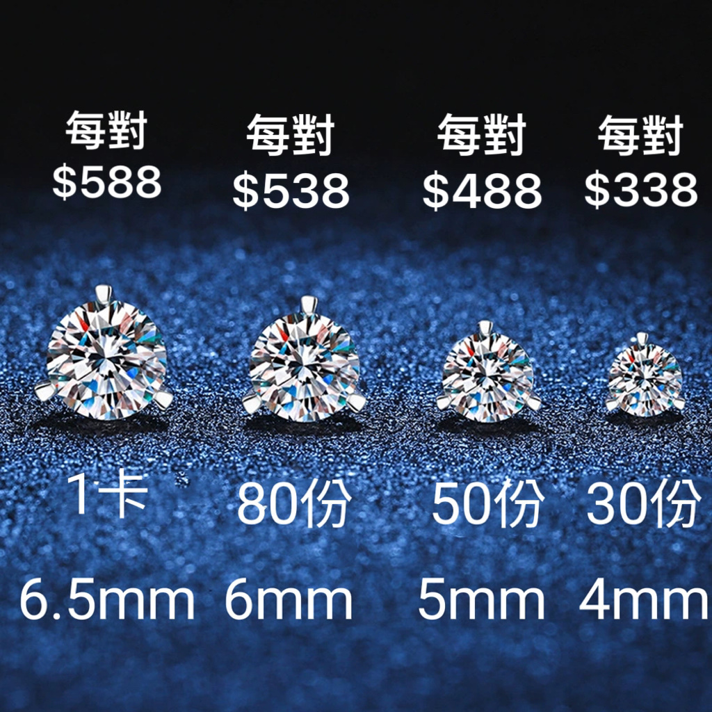 3爪莫桑鑽耳環   E048