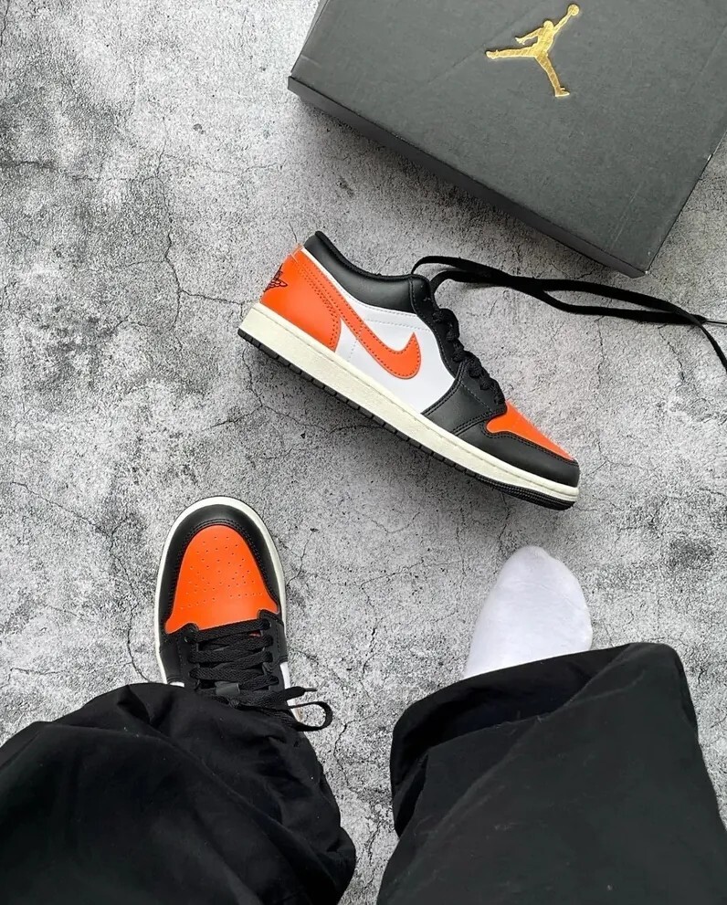 iSNEAKERS｜Air Jordan 1 Low "Shattered Backboard" 小扣碎黑白橘男鞋 553558-081