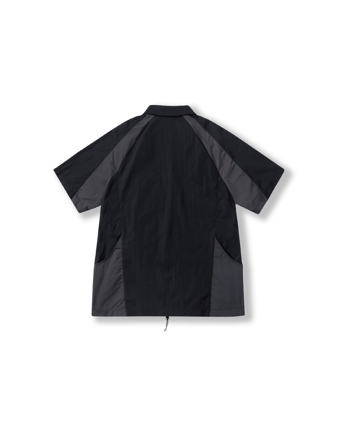 PATCHWORK ZIP-UP SHIRT-BLACK
