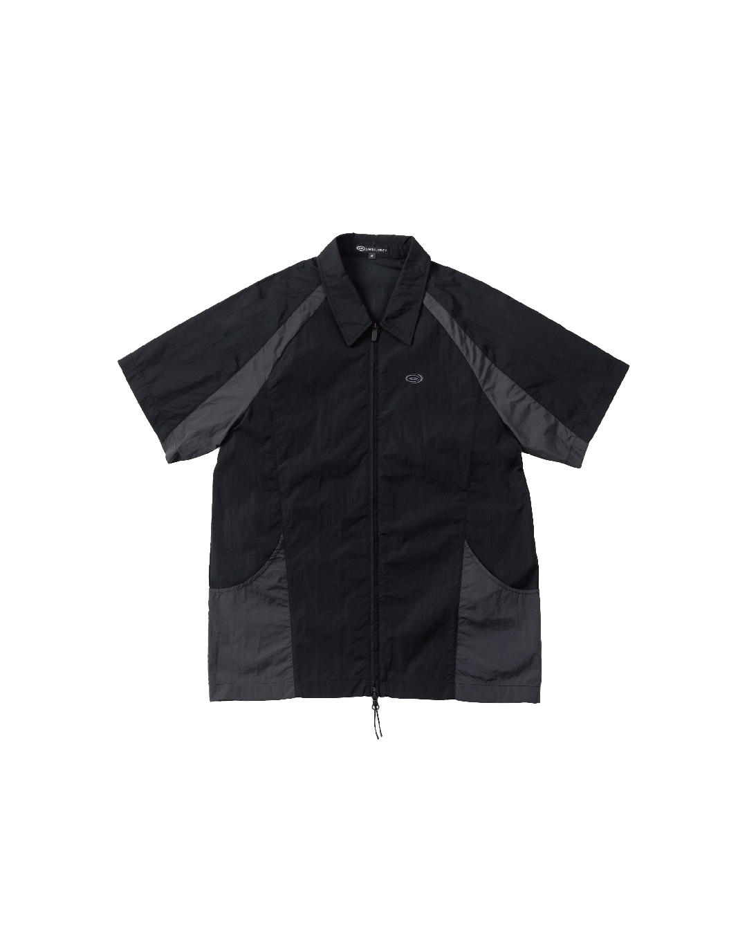 PATCHWORK ZIP-UP SHIRT-BLACK