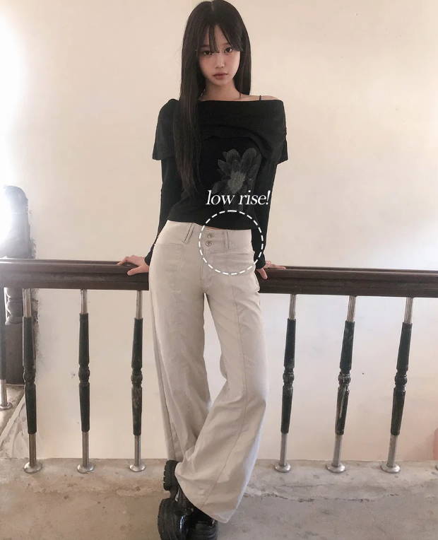 春季預訂｜雙扣低腰半寬褲