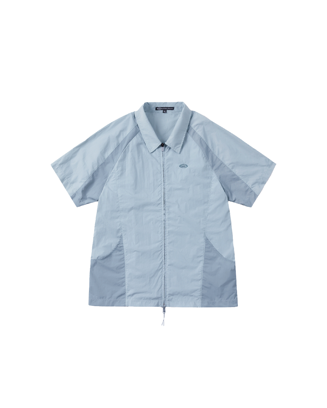 PATCHWORK ZIP-UP SHIRT-BLUE