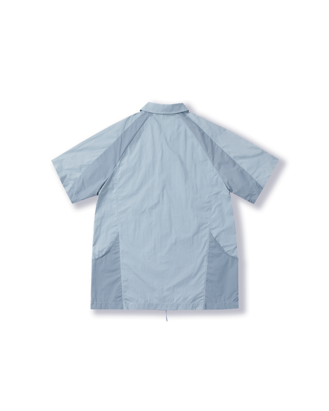 PATCHWORK ZIP-UP SHIRT-BLUE