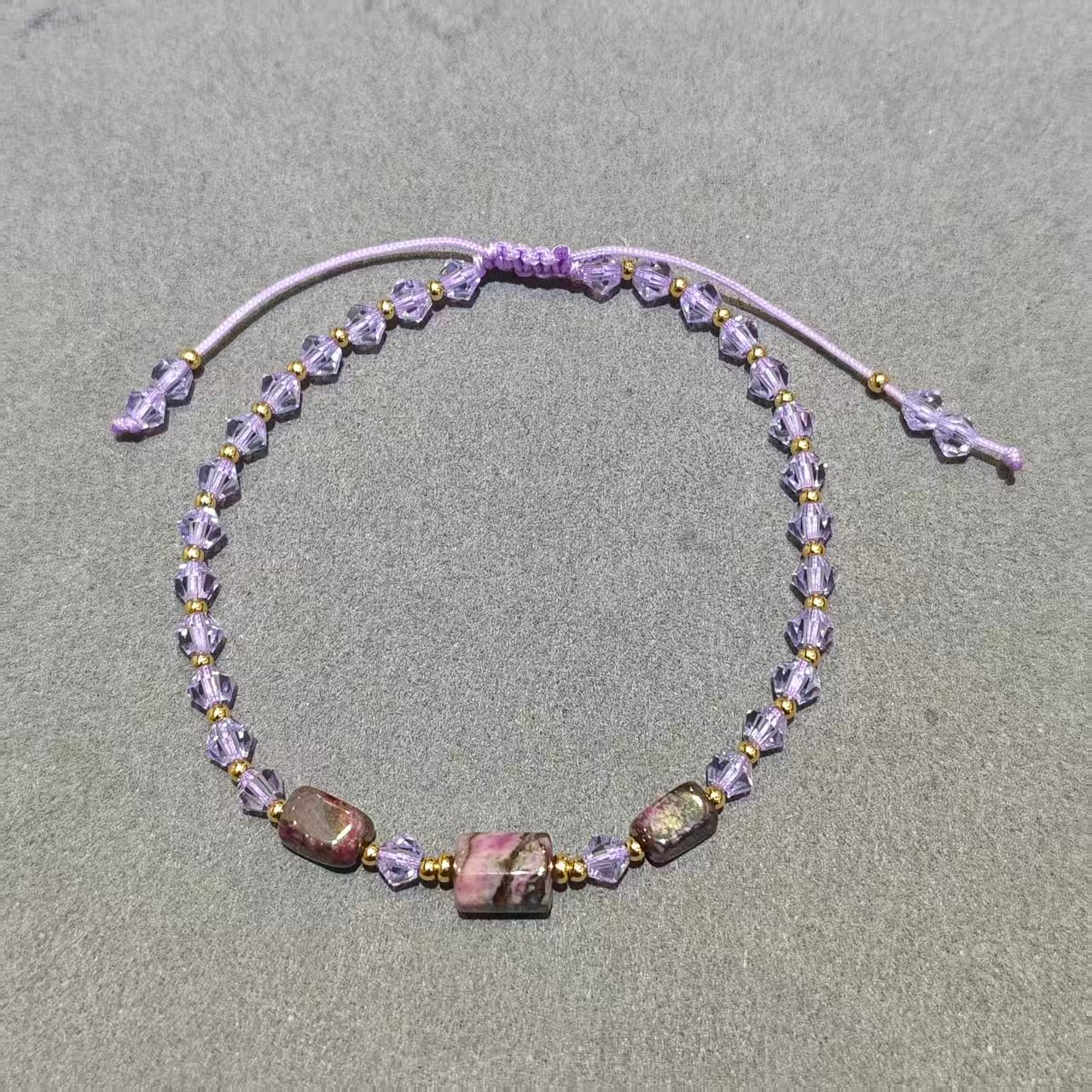 UY007 A7 皇家紫手串 紫舒4-6mm+ 琉璃4mm