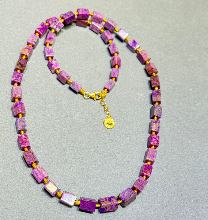 UY029 A29 貓眼櫻花紫項鍊 粉舒4-5mm S925銀 長度: 45+3CM