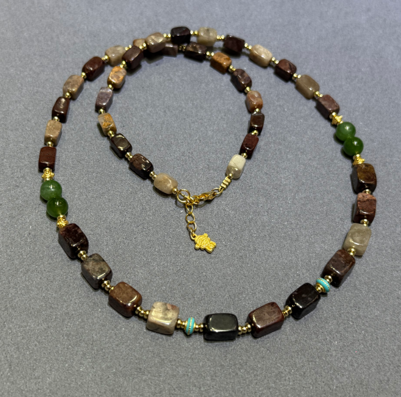 UY054 A54 泥地老油櫻花料平安扣 (贈皮繩)