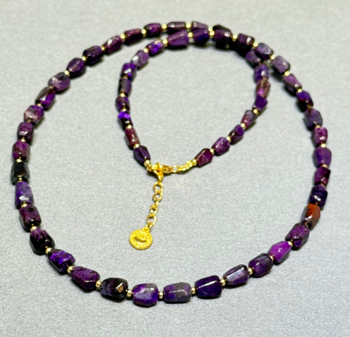 UY033 A33 皇家暗夜紫項鍊 紫舒3-4mm S925銀 長度: 45+3CM