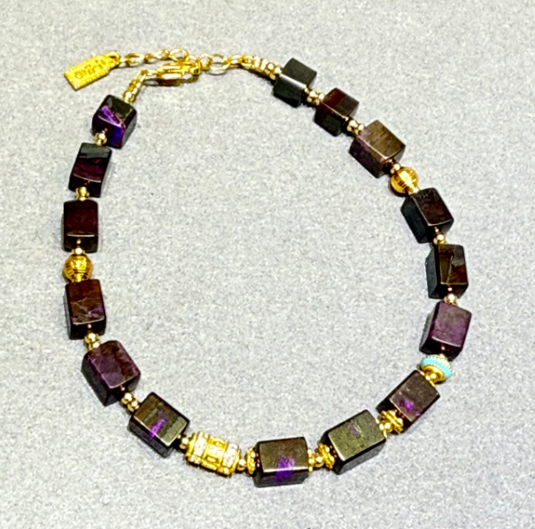 UY050 A50 皇家絲絨紫手鏈 紫舒4*5mm S925銀 長度: 16+3CM