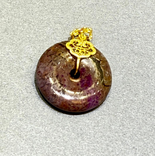 UY047 A47 老油櫻花料平安扣 (贈皮繩) 平安扣20*5mm S925銀