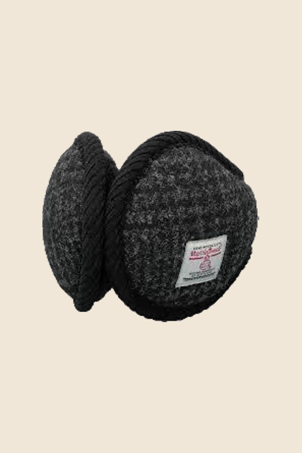 HARRIS TWEED羊毛耳罩-灰色格子