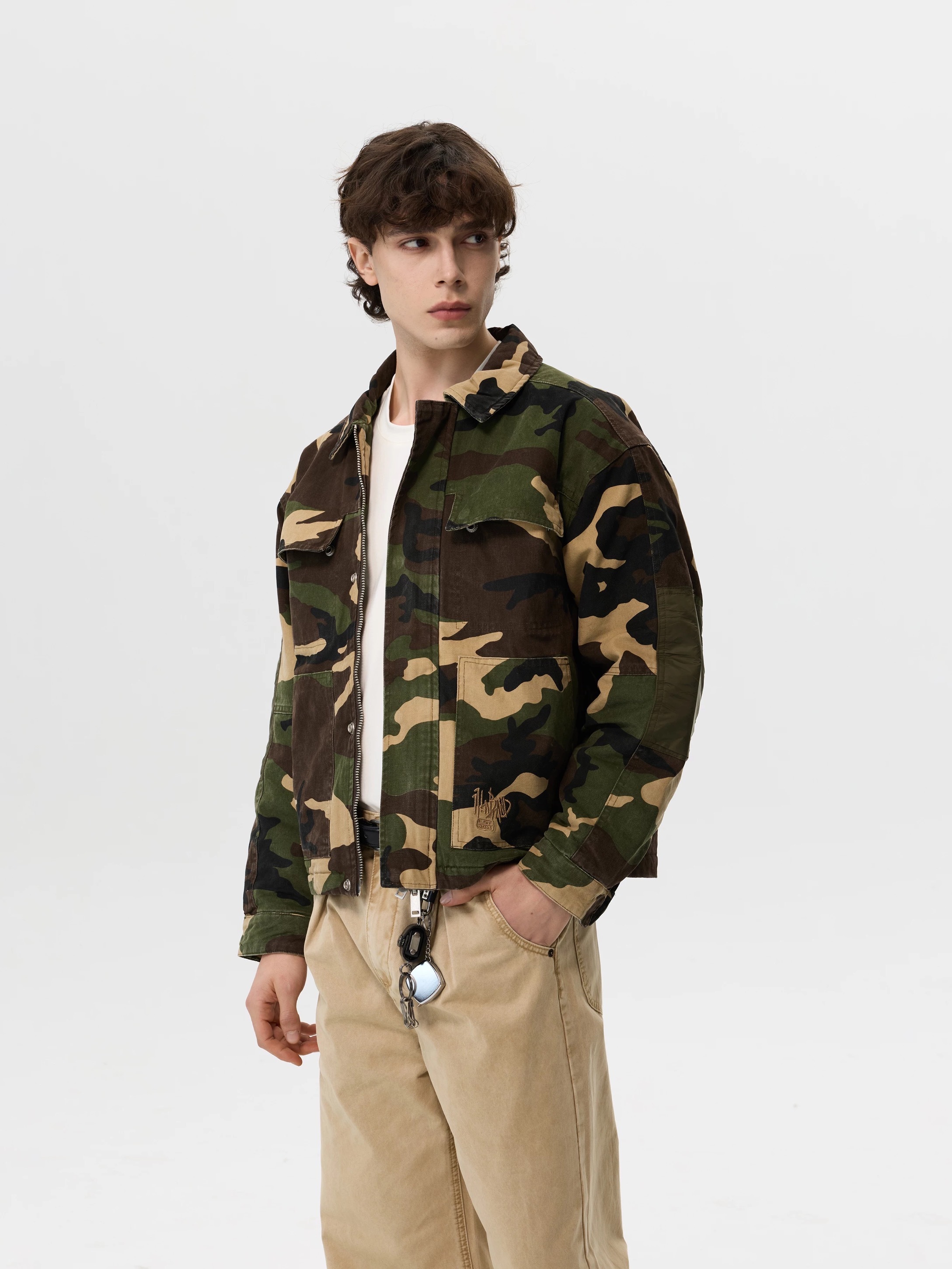 - SIMPLEACTION - 美式復古高街做舊迷彩工裝外套