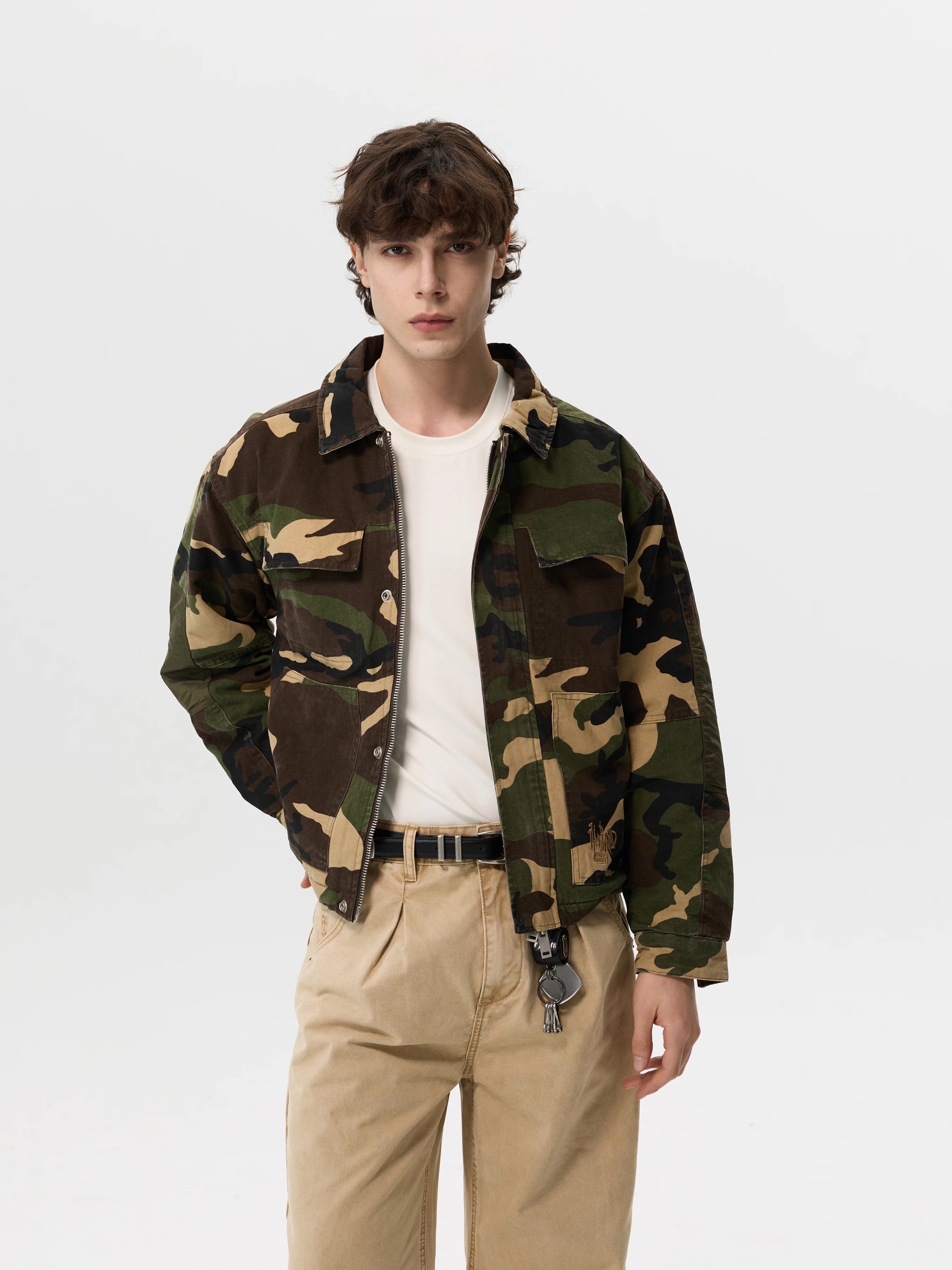 - SIMPLEACTION - 美式復古高街做舊迷彩工裝外套