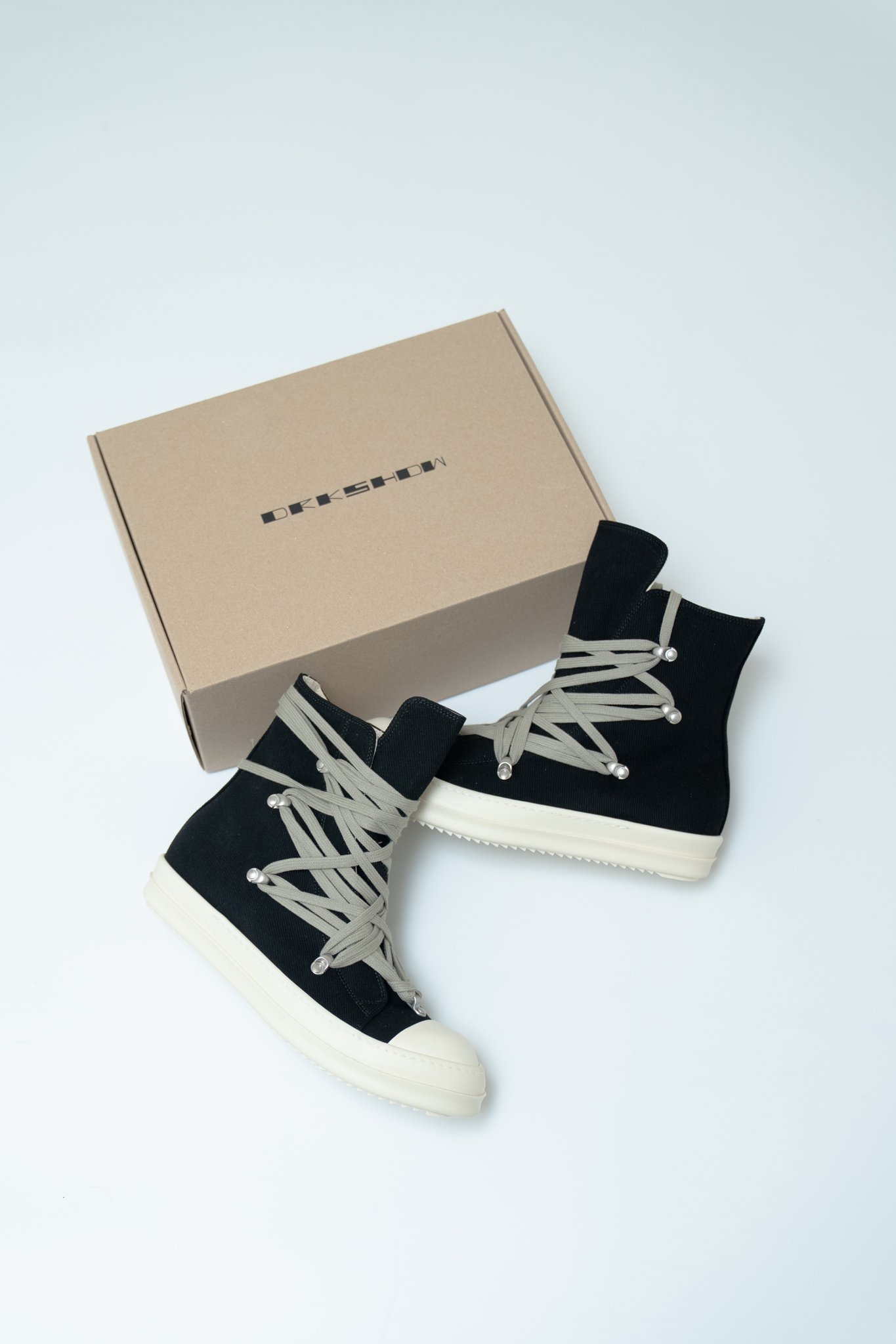 【Focus Store】預購 Rick Owens DRKSHDW Megalace Sneakers  13OZ Overdyed "Black" 黑色 帆布鞋