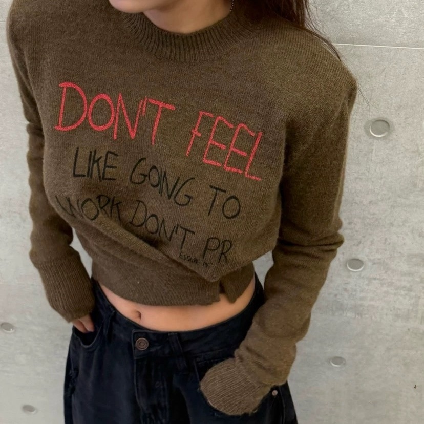 側扣縮腰字母毛衣/二色